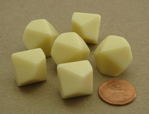 Pack of 6 Blank D10 Standard Size Dice - Ivory