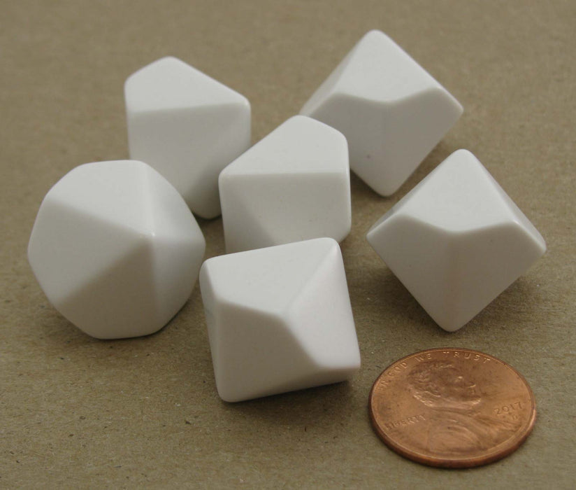 Pack of 6 Blank D10 Standard Size Dice - White
