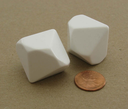 Pack of 2 Blank D10 Jumbo 26mm Dice - White