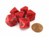 Opaque 16mm D10 (0-9) Chessex Dice, 6 Pieces - Red with Black Numbers