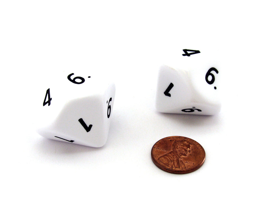 Opaque Jumbo 10 Sided D10 Chessex Dice, 2 Pieces - White with Black Numbers