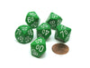 Opaque 16mm Tens D10 (00-90) Chessex Dice, 6 Pieces - Green with White Numbers