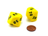 Opaque Jumbo 10 Sided D10 Chessex Tens Dice 2 Pieces - Yellow with Black Numbers