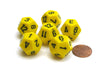 Opaque 18mm 12 Sided D12 Chessex Dice, 6 Pieces - Yellow with Black