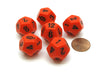 Opaque 18mm 12 Sided D12 Chessex Dice, 6 Pieces - Orange with Black