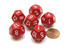 Opaque 18mm 12 Sided D12 Chessex Dice, 6 Pieces - Red with White