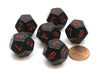 Opaque 18mm 12 Sided D12 Chessex Dice, 6 Pieces - Black with Red