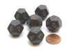 Opaque 18mm 12 Sided D12 Chessex Dice, 6 Pieces - Dark Grey with Copper