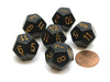 Opaque 18mm 12 Sided D12 Chessex Dice, 6 Pieces - Black with Gold