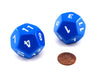 Opaque Jumbo 12 Sided D12 Chessex Dice, 2 Pieces - Blue with White Numbers