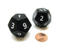 Opaque Jumbo 12 Sided D12 Chessex Dice, 2 Pieces - Black with White Numbers