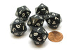 Opaque 20-Sided D10 Chessex Dice Numbered 0-9 Twice, 6 Pieces - Black with White