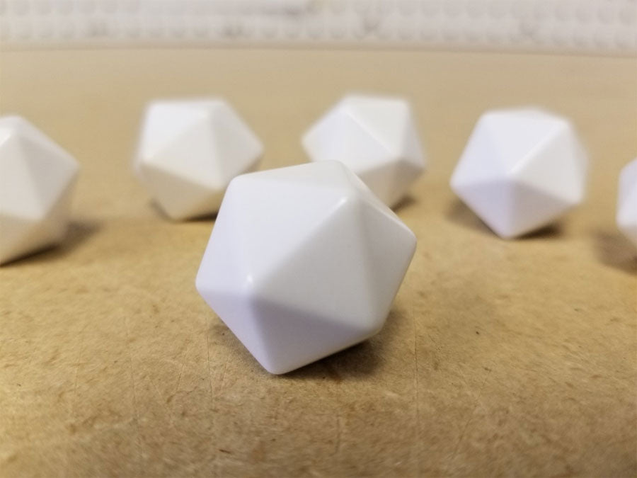 Blank Opaque 20mm 20 Sided D20 Chessex Dice, 6 Pieces - White