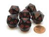 Opaque 20mm 20 Sided D20 Chessex Dice, 6 Pieces - Black with Red Numbers