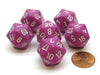 Opaque 20mm 20 Sided D20 Chessex Dice, 6 Pieces - Light Purple with White