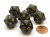 Opaque 20mm 20 Sided D20 Chessex Dice, 6 Pieces - Black with Gold Numbers