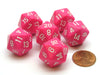 Opaque 20mm 20 Sided D20 Chessex Dice, 6 Pieces - Pink with White Numbers