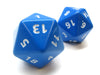 Opaque Jumbo 20 Sided D20 Chessex Dice, 2 Pieces - Blue with White Numbers