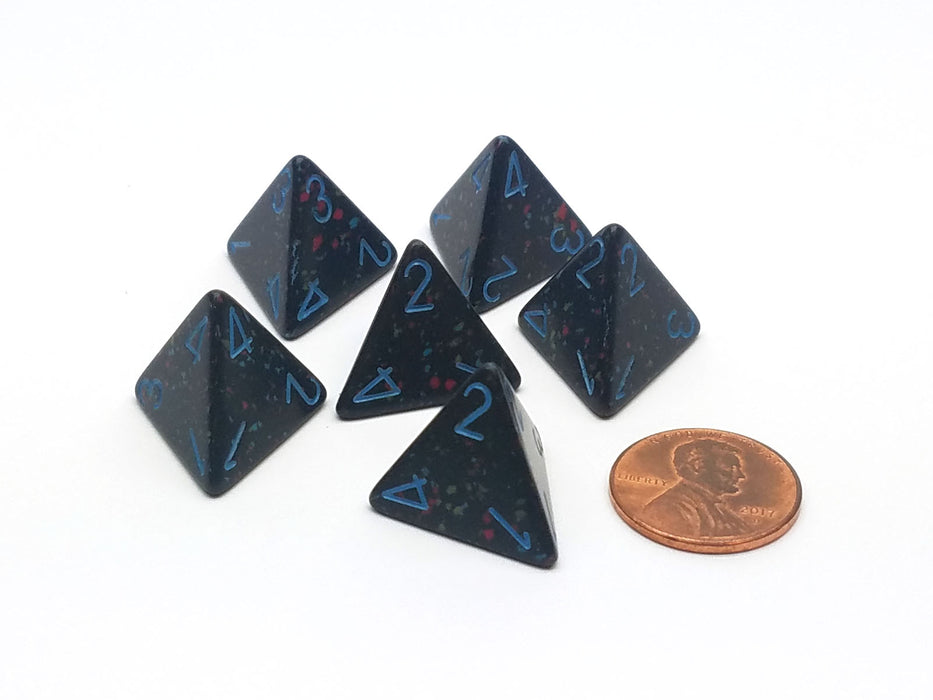 Speckled 18mm 4 Sided D4 Chessex Dice, 6 Pieces - Blue Stars