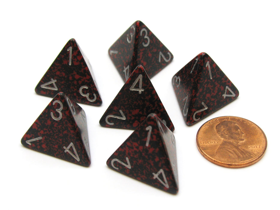 Speckled 18mm 4 Sided D4 Chessex Dice, 6 Pieces - Silver Volcano