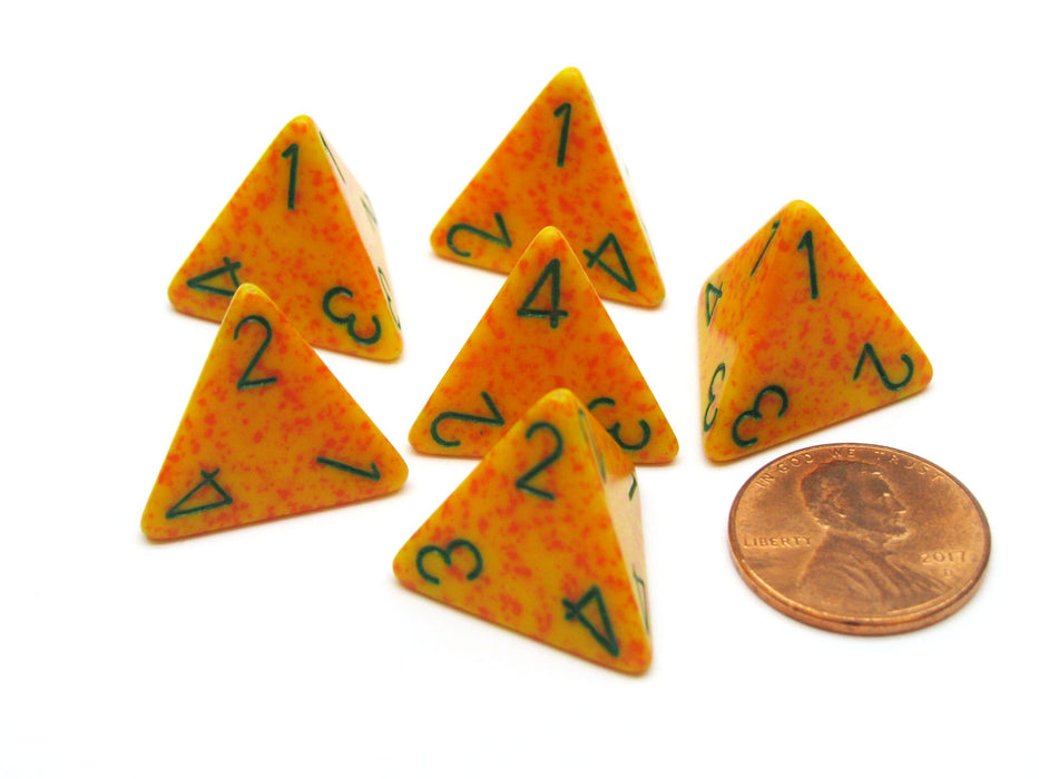 Speckled 18mm 4 Sided D4 Chessex Dice, 6 Pieces - Lotus