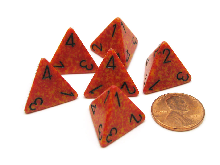 Speckled 18mm 4 Sided D4 Chessex Dice, 6 Pieces - Fire