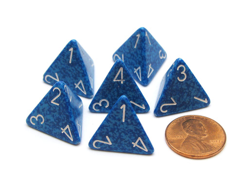 Speckled 18mm 4 Sided D4 Chessex Dice, 6 Pieces - Water