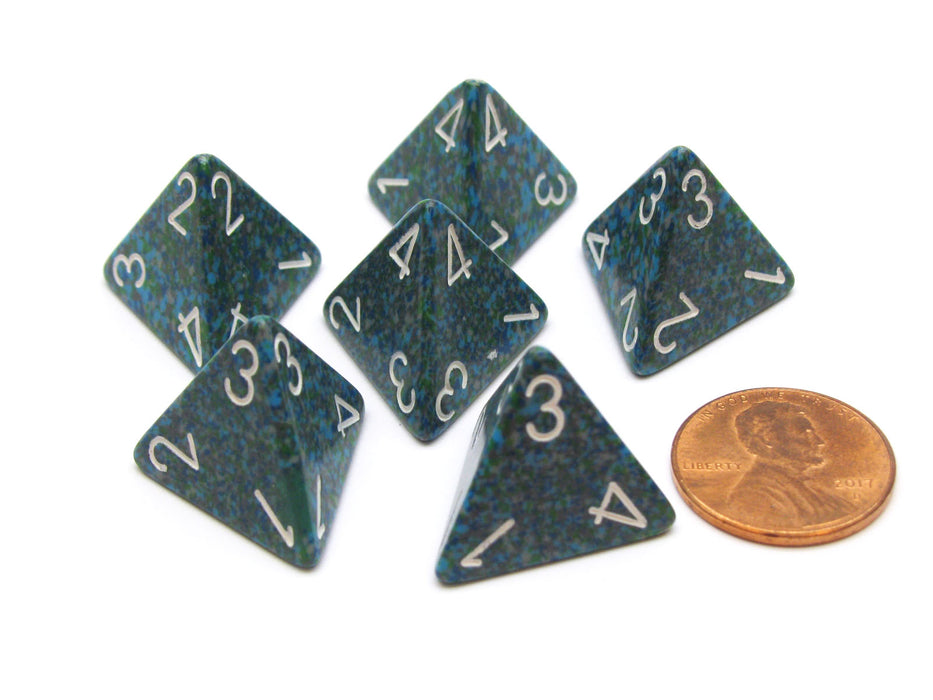 Speckled 18mm 4 Sided D4 Chessex Dice, 6 Pieces - Sea