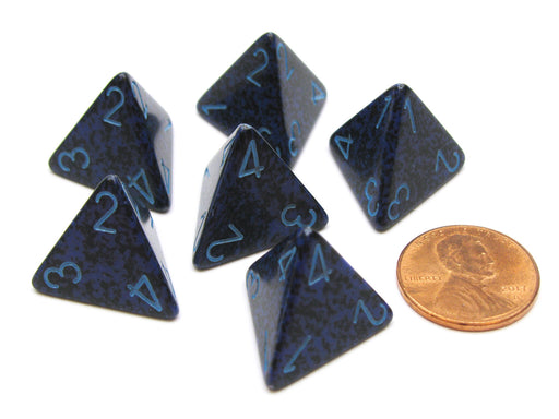 Speckled 18mm 4 Sided D4 Chessex Dice, 6 Pieces - Cobalt