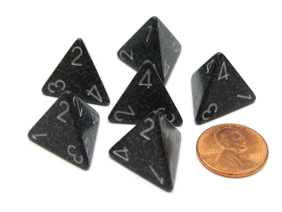 Speckled 18mm 4 Sided D4 Chessex Dice, 6 Pieces - Ninja
