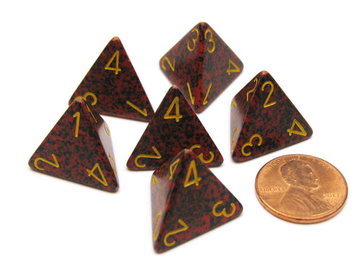 Speckled 18mm 4 Sided D4 Chessex Dice, 6 Pieces - Mercury