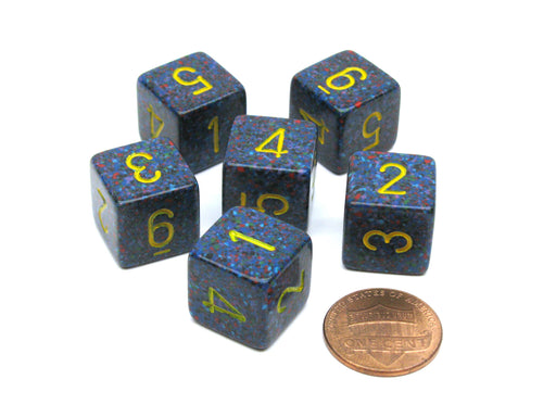 Speckled 15mm 6 Sided D6 Polyhedral Chessex Dice, 6 Pieces - Twilight