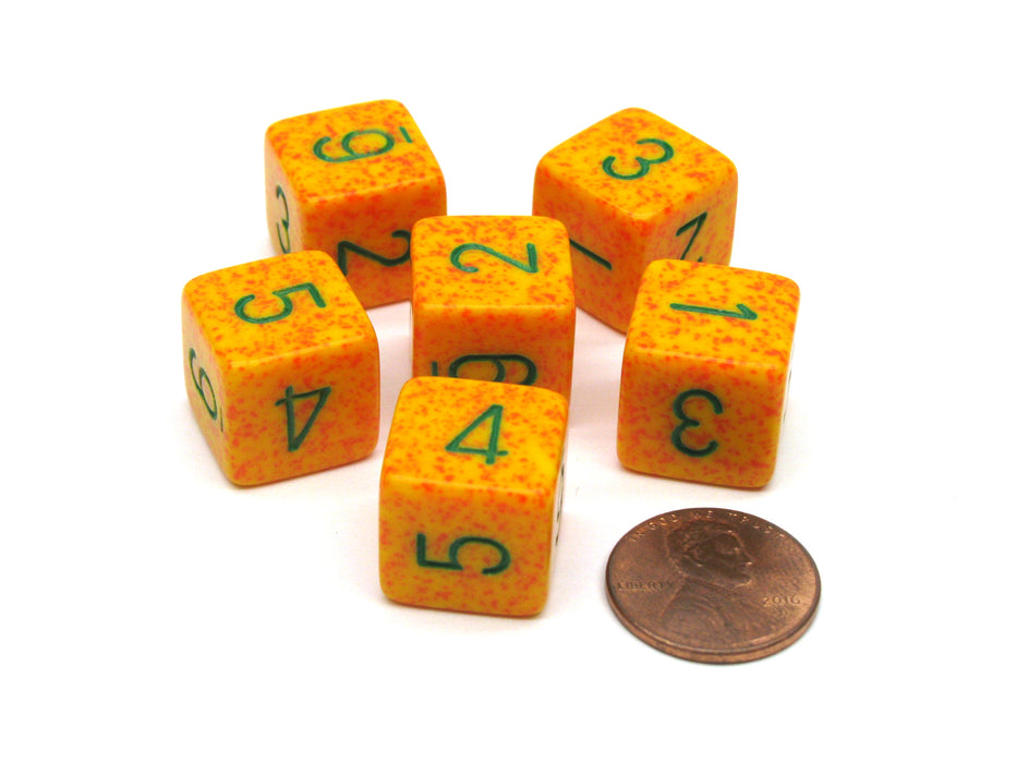 Speckled 15mm 6 Sided D6 Polyhedral Chessex Dice, 6 Pieces - Lotus