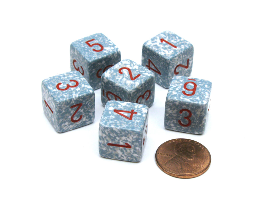 Speckled 15mm 6 Sided D6 Polyhedral Chessex Dice, 6 Pieces - Air