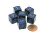 Speckled 15mm 6 Sided D6 Polyhedral Chessex Dice, 6 Pieces - Cobalt