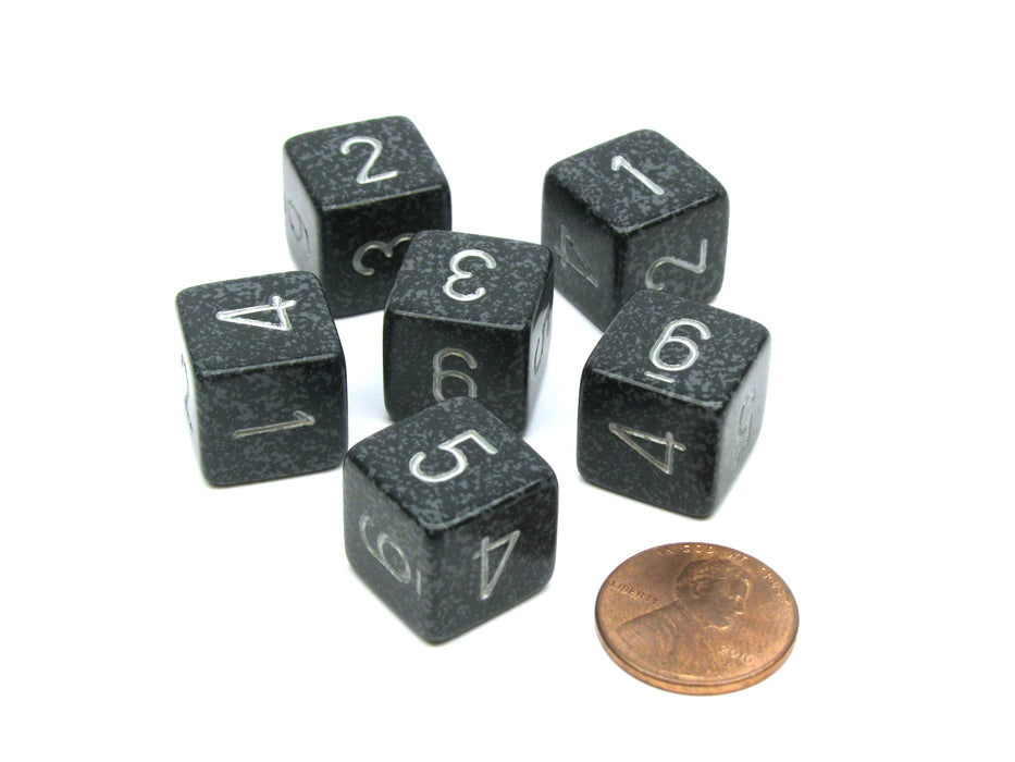 Speckled 15mm 6 Sided D6 Polyhedral Chessex Dice, 6 Pieces - Ninja