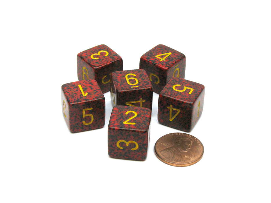 Speckled 15mm 6 Sided D6 Polyhedral Chessex Dice, 6 Pieces - Mercury
