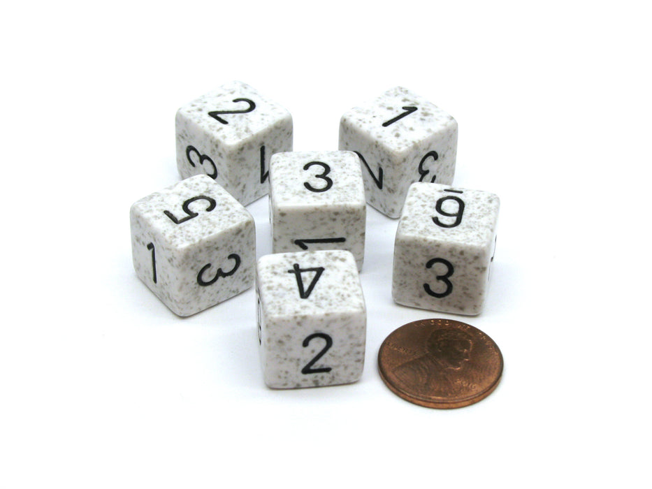 Speckled 15mm 6 Sided D6 Polyhedral Chessex Dice, 6 Pieces - Arctic Camo