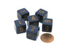 Speckled 15mm 6 Sided D6 Polyhedral Chessex Dice, 6 Pieces - Golden Cobalt