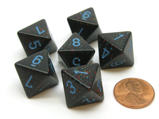 Speckled 15mm 8 Sided D8 Chessex Dice, 6 Pieces - Blue Stars
