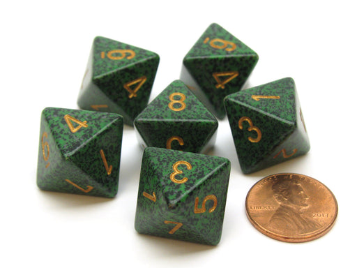 Speckled 15mm 8 Sided D8 Chessex Dice, 6 Pieces - Golden Recon