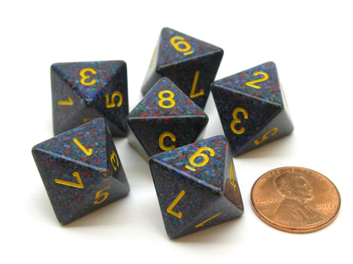 Speckled 15mm 8 Sided D8 Chessex Dice, 6 Pieces - Twilight