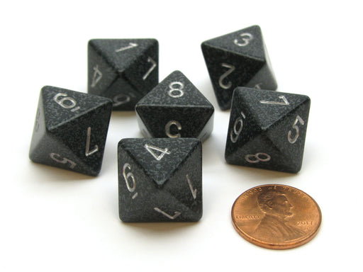 Speckled 15mm 8 Sided D8 Chessex Dice, 6 Pieces - Ninja