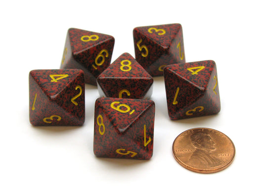 Speckled 15mm 8 Sided D8 Chessex Dice, 6 Pieces - Mercury
