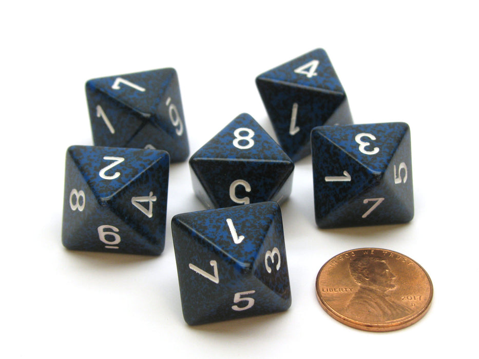 Speckled 15mm 8 Sided D8 Chessex Dice, 6 Pieces - Stealth