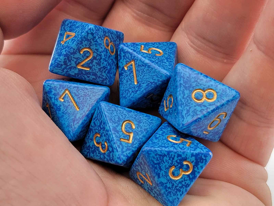 Speckled 15mm D8 Chessex Dice, 6 Pieces - Golden Water