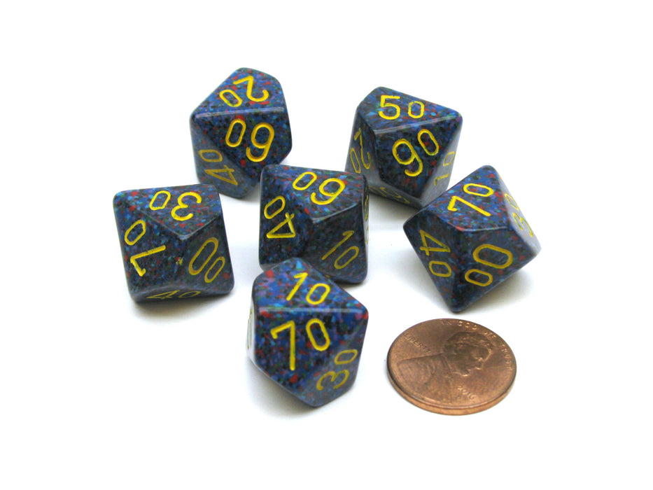 Speckled 16mm Tens D10 (00-90) Chessex Dice, 6 Pieces - Twilight