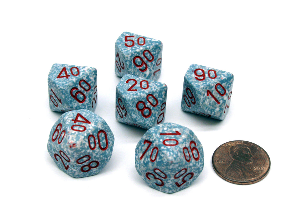 Speckled 16mm Tens D10 (00-90) Chessex Dice, 6 Pieces - Air