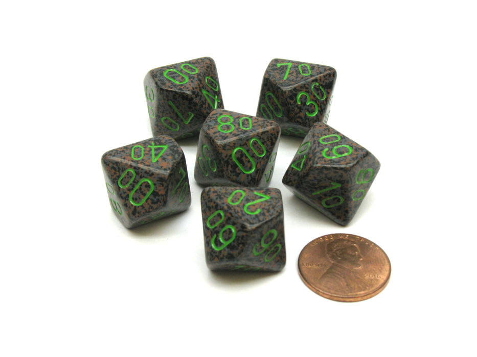 Speckled 16mm Tens D10 (00-90) Chessex Dice, 6 Pieces - Earth