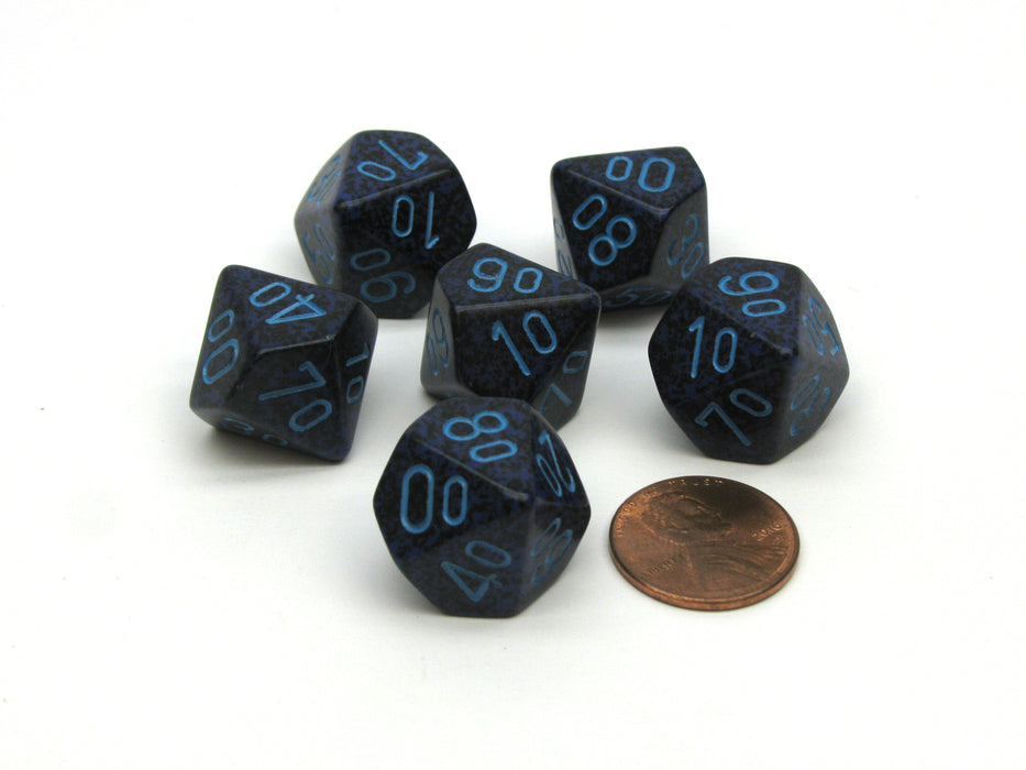 Speckled 16mm Tens D10 (00-90) Chessex Dice, 6 Pieces - Cobalt